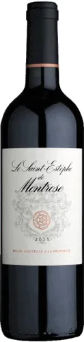 Bottle of Château Montrose Le Saint-Estephe de Montrosewith label visible