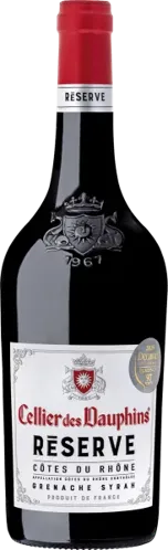 Bottle of Cellier des Dauphins Réserve Grenache - Syrah Côtes-du-Rhônewith label visible
