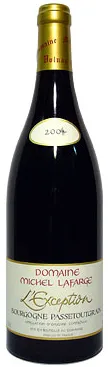 Bottle of Domaine Michel Lafarge L'Exception Bourgogne Passetoutgrainswith label visible