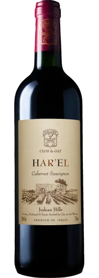 Bottle of Clos de Gat Har'El Cabernet Sauvignonwith label visible