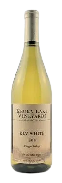 Bottle of Keuka Lake Vineyards KLV Whitewith label visible