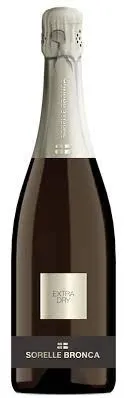 Bottle of Sorelle Bronca Valdobbiadene Prosecco Superiore Extra Drywith label visible