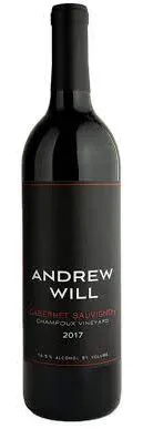 Bottle of Andrew Will Cabernet Sauvignonwith label visible