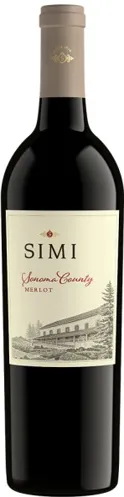 Bottle of SIMI Sonoma County Merlotwith label visible