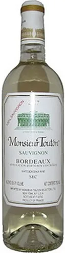 Bottle of Monsieur Touton Sauvignon Bordeaux Drywith label visible