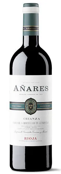 Bottle of Bodegas Olarra Añares Crianza Riojawith label visible