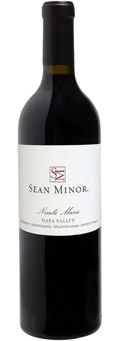 Bottle of Sean Minor Nicole Marie Red Blendwith label visible