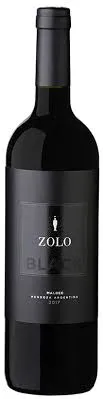 Bottle of Zolo Black Malbecwith label visible