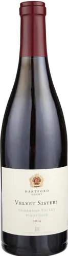 Bottle of Hartford Court Velvet Sisters Pinot Noirwith label visible