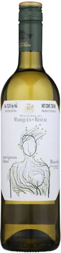 Bottle of Marqués de Riscal Sauvignon Blancwith label visible
