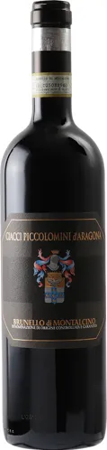 Bottle of Ciacci Piccolomini d'Aragona Brunello di Montalcinowith label visible