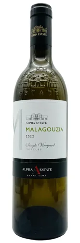 Bottle of Alpha Estate (Κτήμα Αλφα) Malagouzia Turtles Vineyardwith label visible