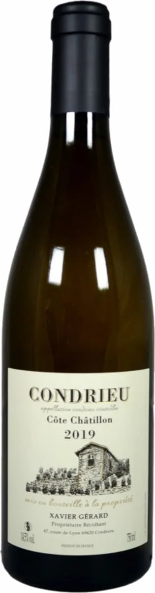 Bottle of Domaine Gérard Côte Chatillon Condrieu Blancwith label visible