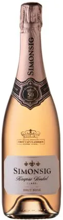 Bottle of Simonsig Kaapse Vonkel Brut Roséwith label visible