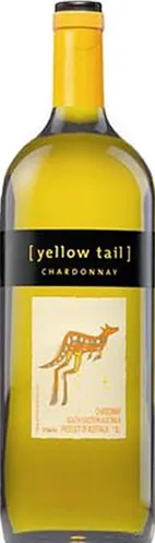 Bottle of Wolf Blass Yellow Label Chardonnaywith label visible