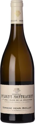 Bottle of Domaine Henri Boillot Puligny-Montrachet 1er Cru 'Clos de La Mouchère' (Monopole)with label visible
