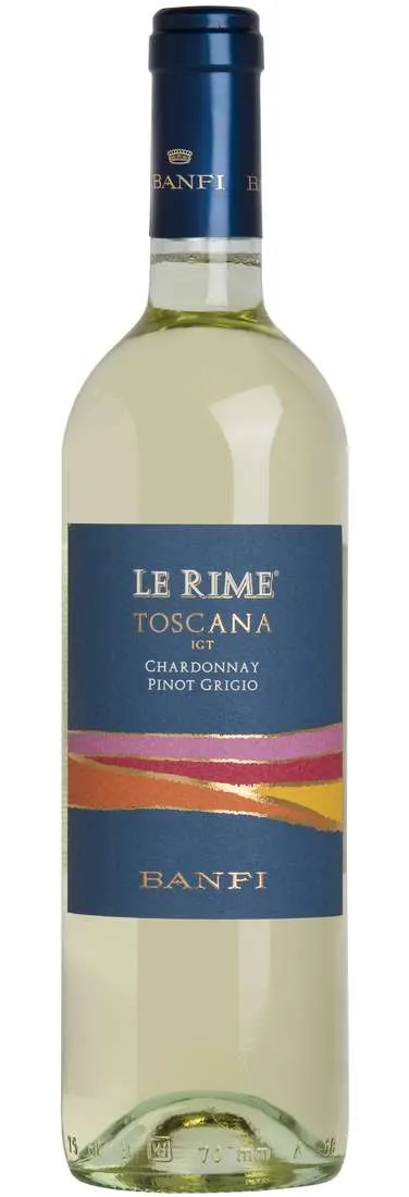 Bottle of Banfi Le Rime Chardonnay Pinot Grigiowith label visible
