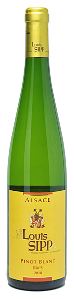 Bottle of Louis Sipp Pinot Blanc Bio'swith label visible