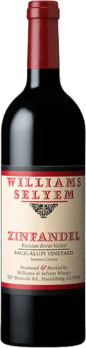 Bottle of Williams Selyem Bacigalupi Vineyard Zinfandelwith label visible