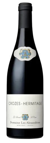 Bottle of Domaine Les Alexandrins Crozes-Hermitagewith label visible