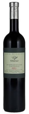 Bottle of Chris Ringland Dry Grown Barossa Ranges (Three Rivers) Shirazwith label visible