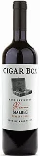 Bottle of Cigar Box Old Vine Malbecwith label visible