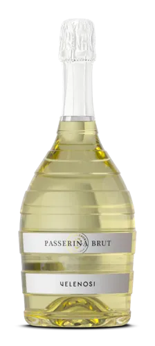 Bottle of Velenosi Passerina Brutwith label visible
