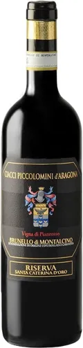 Bottle of Ciacci Piccolomini d'Aragona Brunello di Montalcino Riserva Pianrosso Santa Caterina d'Orowith label visible
