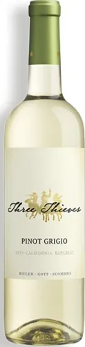 Bottle of Three Thieves Pinot Grigiowith label visible