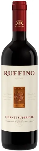 Bottle of Ruffino Chianti Superiorewith label visible