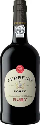 Bottle of Ferreira Ruby Portwith label visible