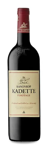 Bottle of Kanonkop Kadette Pinotagewith label visible