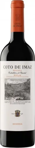 Bottle of El Coto Coto de Imaz Rioja Reservawith label visible