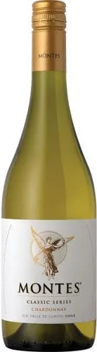 Bottle of Montes Classic Series Chardonnaywith label visible