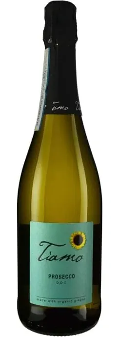 Bottle of Tiamo Proseccowith label visible