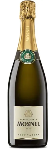 Bottle of Mosnel Brut Naturewith label visible