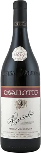 Bottle of Cavallotto Barolo Riserva Vignolowith label visible