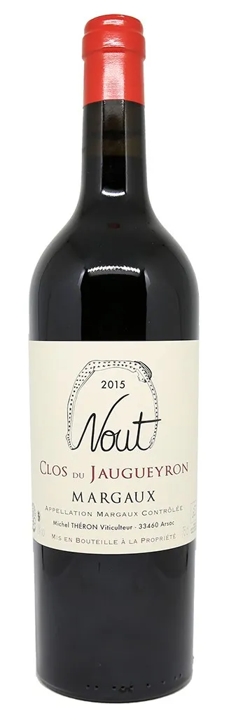 Bottle of Clos du Jaugueyron Nout Margauxwith label visible