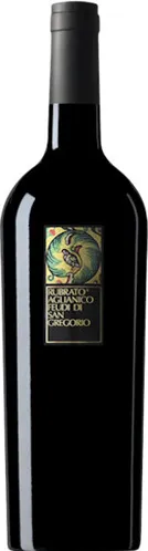 Bottle of Feudi di San Gregorio Aglianico Rubratowith label visible