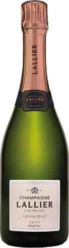Bottle of Lallier Grand Rosé Brut Champagne Grand Cru 'Aÿ'with label visible
