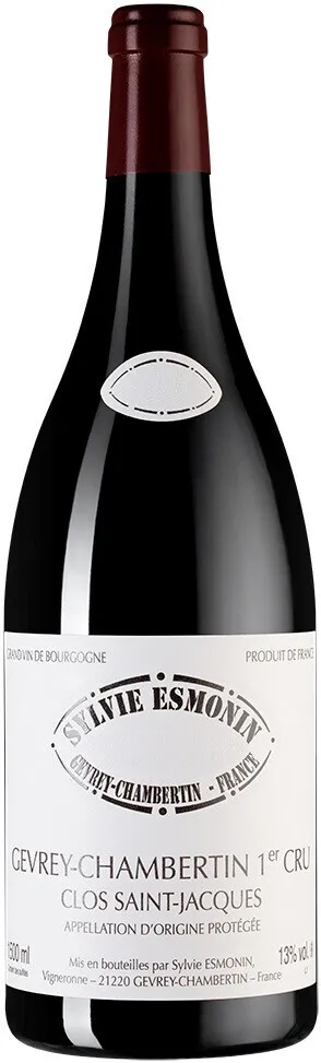 Bottle of Domaine Michel & Sylvie Esmonin Gevrey-Chambertin 1er Cru 'Clos St Jacques'with label visible