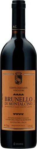 Bottle of Conti Costanti Brunello di Montalcinowith label visible