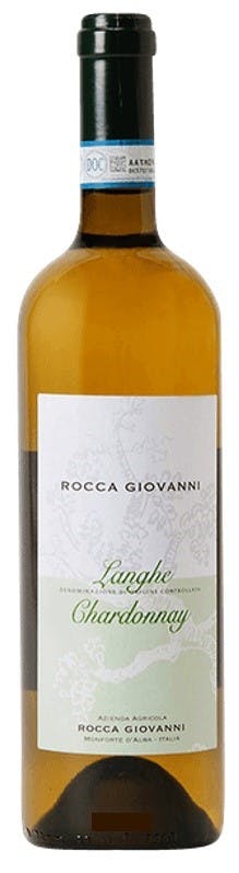 Bottle of Rocca Giovanni Langhe Chardonnaywith label visible