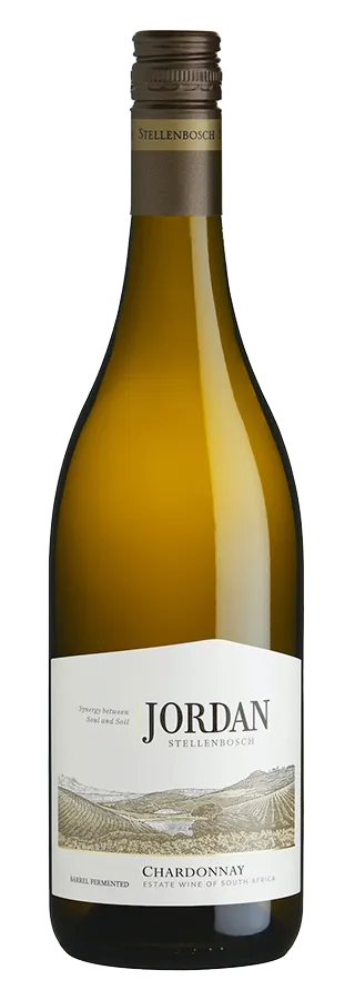 Bottle of Jordan Wines Barrel Fermented Chardonnaywith label visible