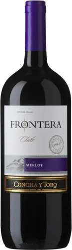 Bottle of Frontera Merlotwith label visible