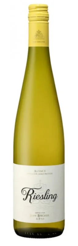 Bottle of Jean Biecher Rieslingwith label visible
