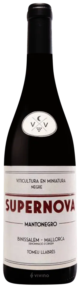 Bottle of Bodega Ca'n Verdura Tomeu Llabres Supernova Mantonegro Negrewith label visible