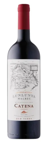 Bottle of Catena Appellation Lunlunta Old Vines Malbecwith label visible