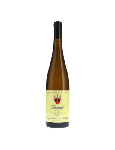 Bottle of Domaine Zind Humbrecht Riesling Alsace Grand Cru Brandwith label visible