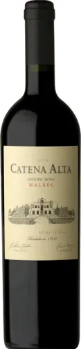 Bottle of Catena Alta Malbecwith label visible
